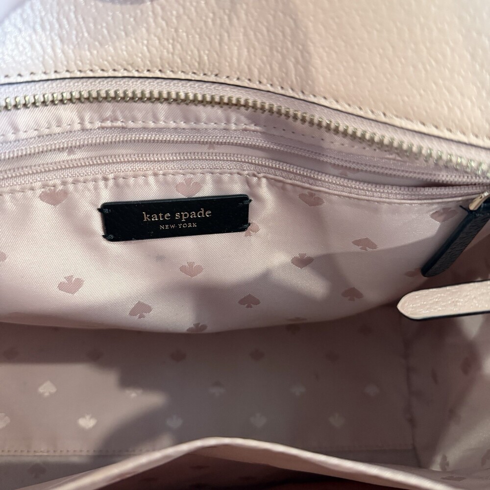 Kate Spade Jeanne Satchel Vellum Pink Black Pebbled Leather Crossbody Bag - Picture 13 of 14